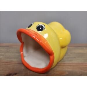 Big Mouth Yellow Duck Kitchen Scrubber Sponge Holder Ceramic Kitchen Kitchy